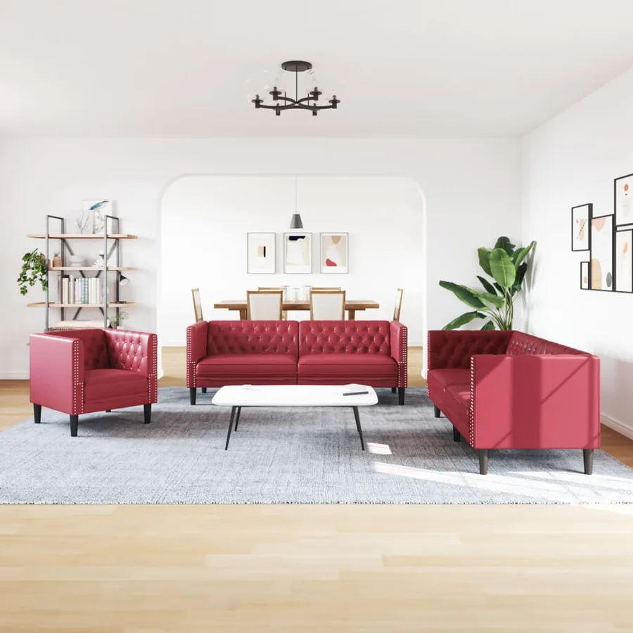 Ensemble de canapé Chesterfield et traversins 3 pcs velours - 3