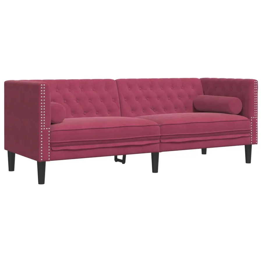 Ensemble de canapé Chesterfield et traversins 3 pcs velours - 4