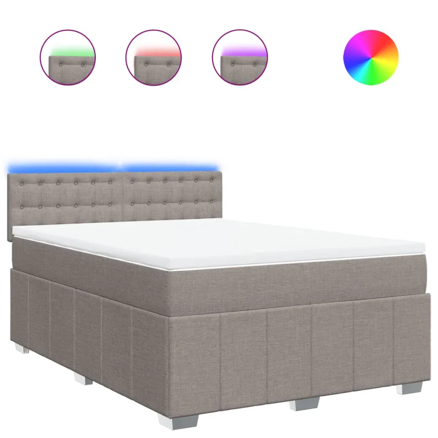 Sommier à lattes de lit avec matelas Taupe 160x200 cm Tissu - 2