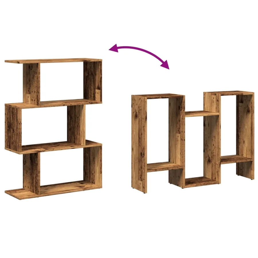 Étagère séparatrice de pièce à 3 niveaux vieux bois 70x24x97 cm - 9