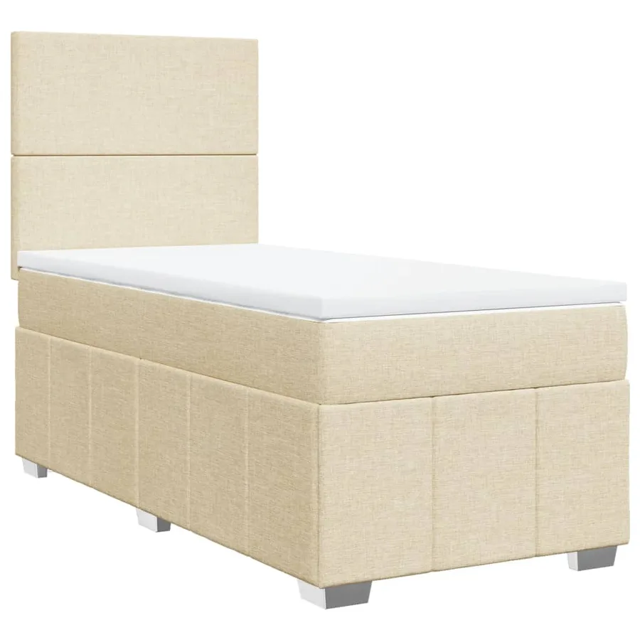 Sommier à lattes de lit avec matelas Crème 100x200 cm Tissu - 2