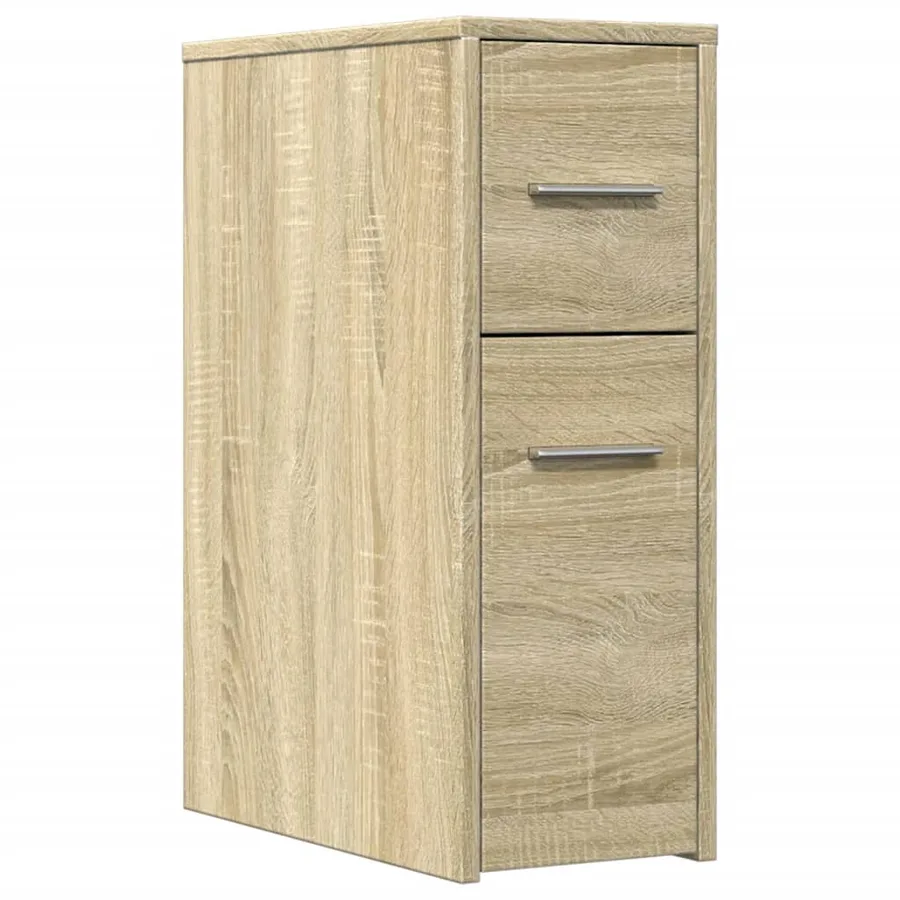Armoire de salle de bain étroite avec roulettes chêne sonoma - 2