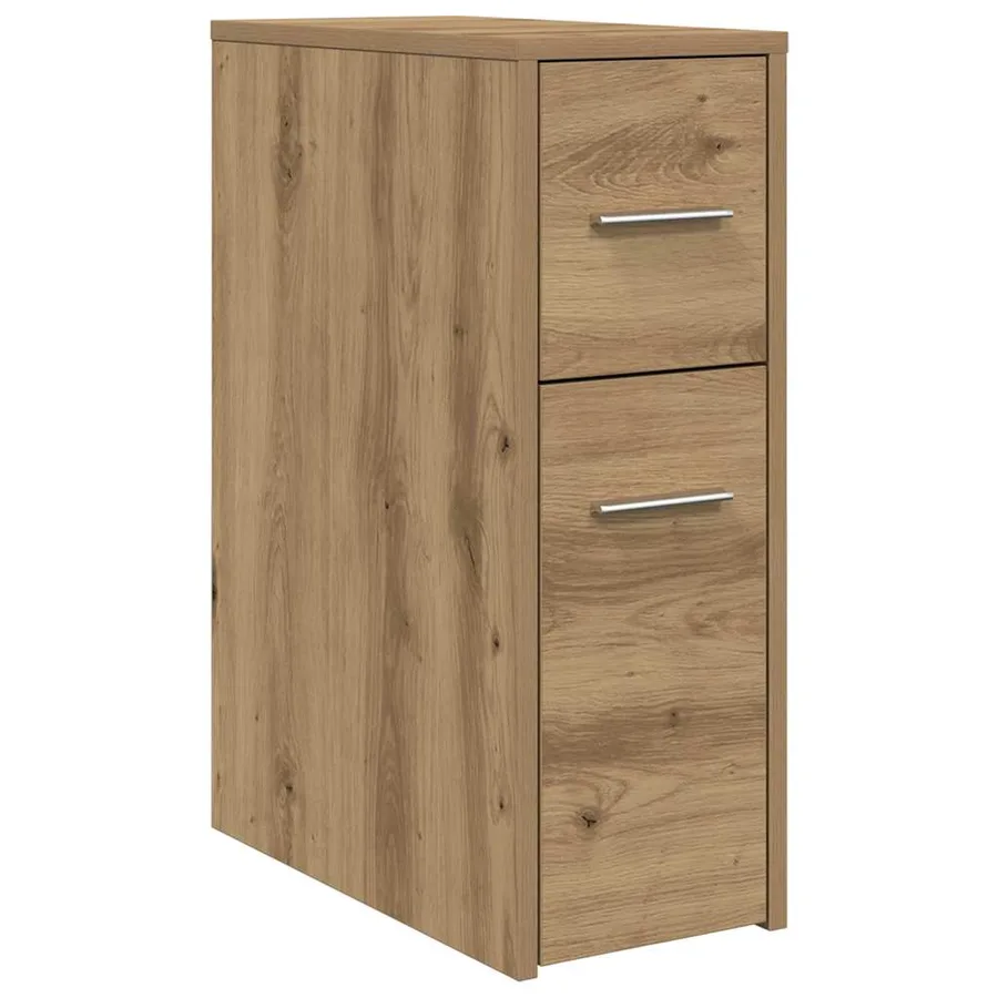 Armoire de salle de bain étroite avec roulettes chêne artisanal - 2