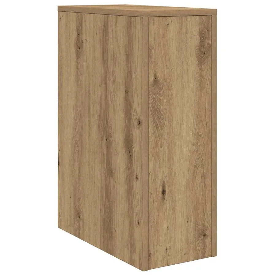 Armoire de salle de bain étroite avec roulettes chêne artisanal - 7