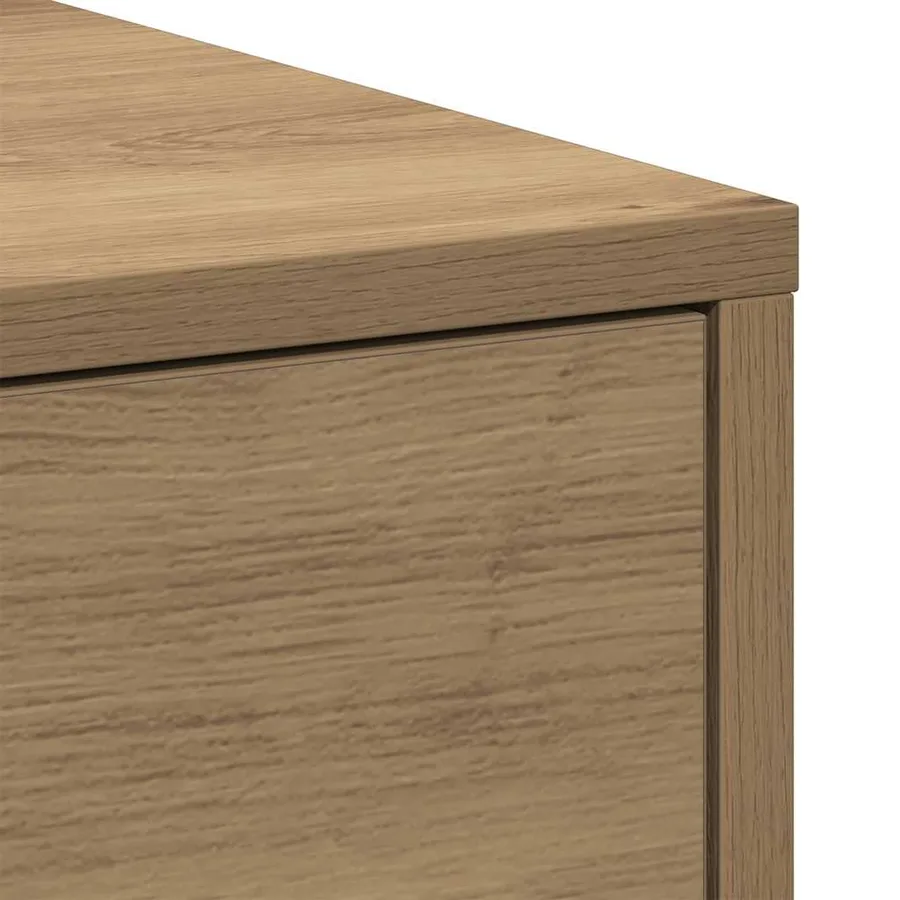 Armoire de salle de bain étroite avec roulettes chêne artisanal - 8