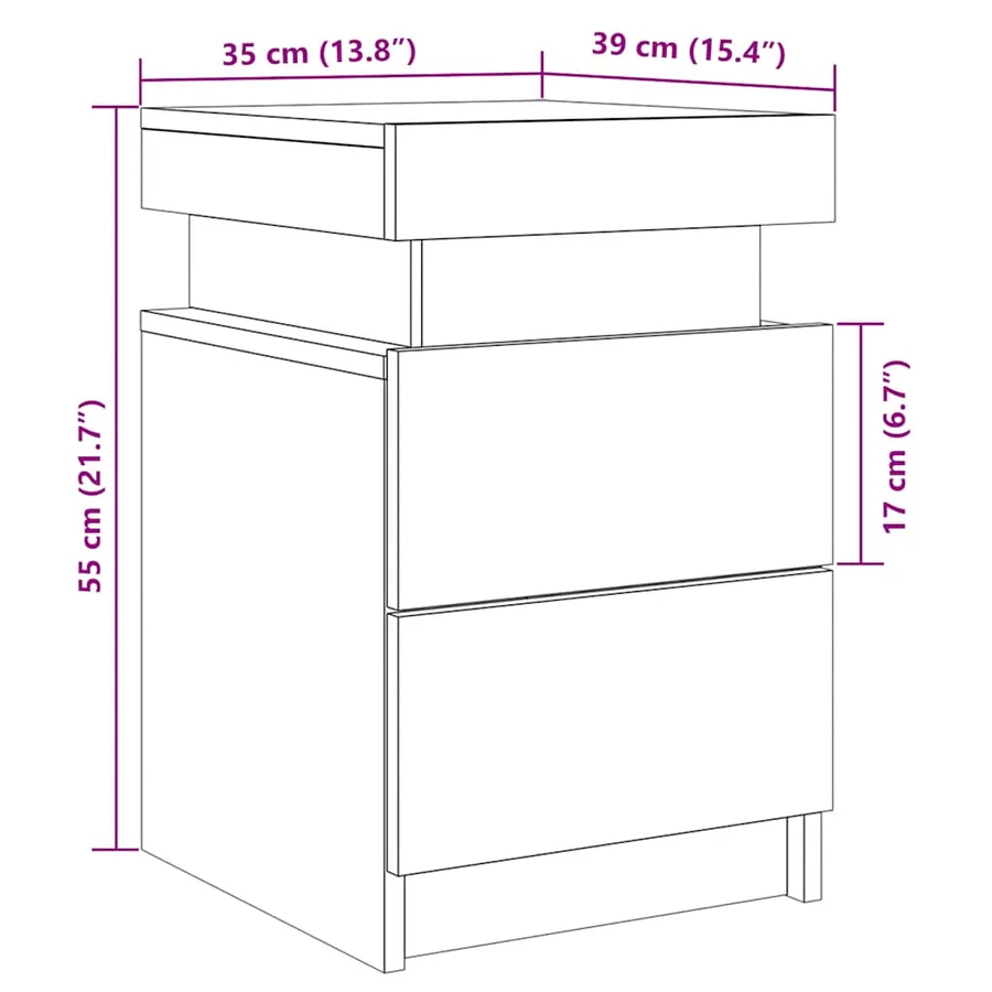 Table de chevet et LED vieux bois 35x39x55 cm bois d'ingénierie - 14