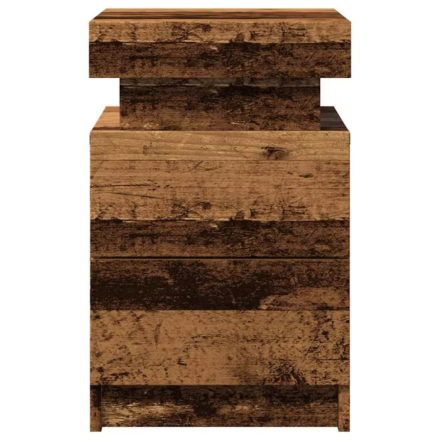 Table de chevet et LED vieux bois 35x39x55 cm bois d'ingénierie - 5
