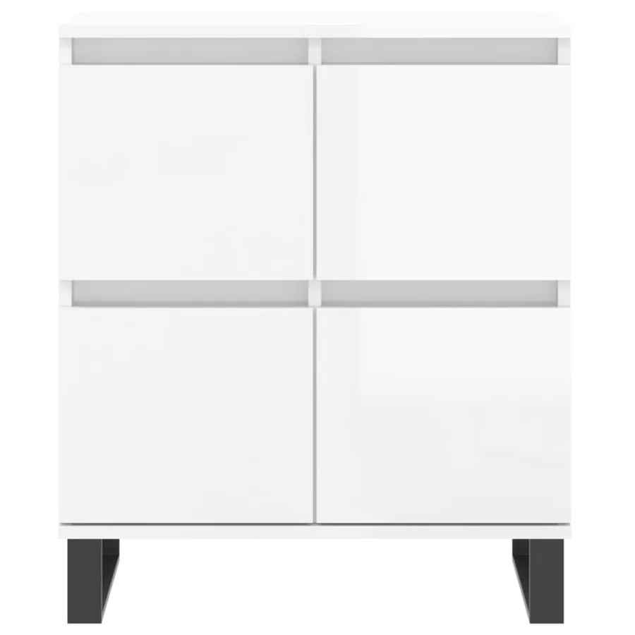 Buffets 3 pcs blanc brillant bois d'ingénierie - 6