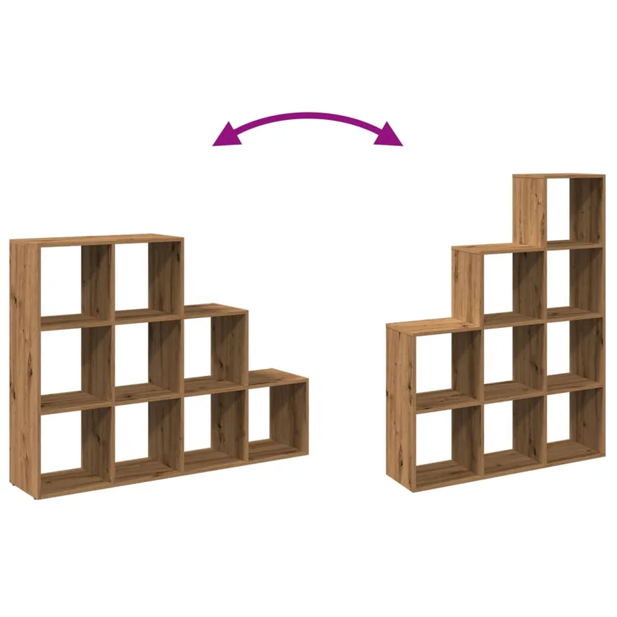 Étagère séparatrice de pièce à 3 niveaux chêne artisanal - 9