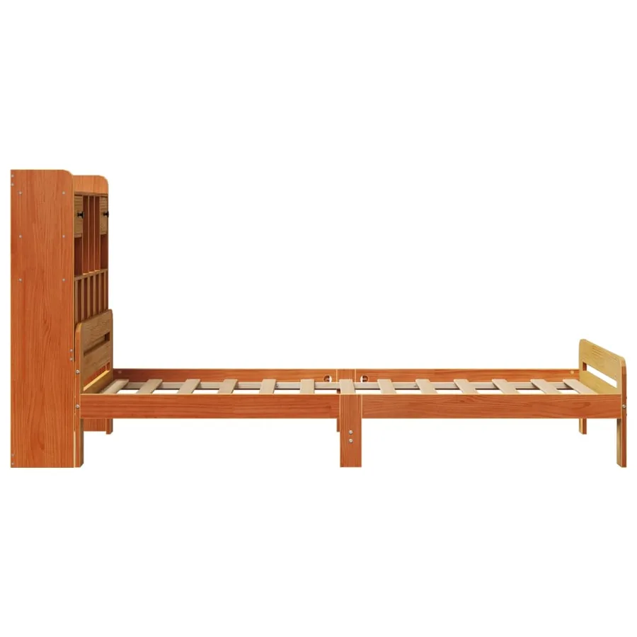 Lit bibliothèque sans matelas cire marron 75x190 cm pin massif - 5