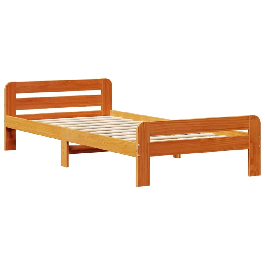 Lit bibliothèque sans matelas cire marron 75x190 cm pin massif - 8