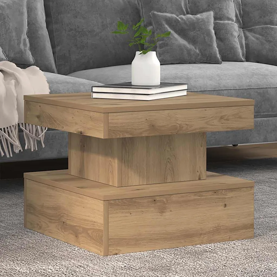 Table basse avec lumières LED chêne artisanal 50x50x40 cm - 5