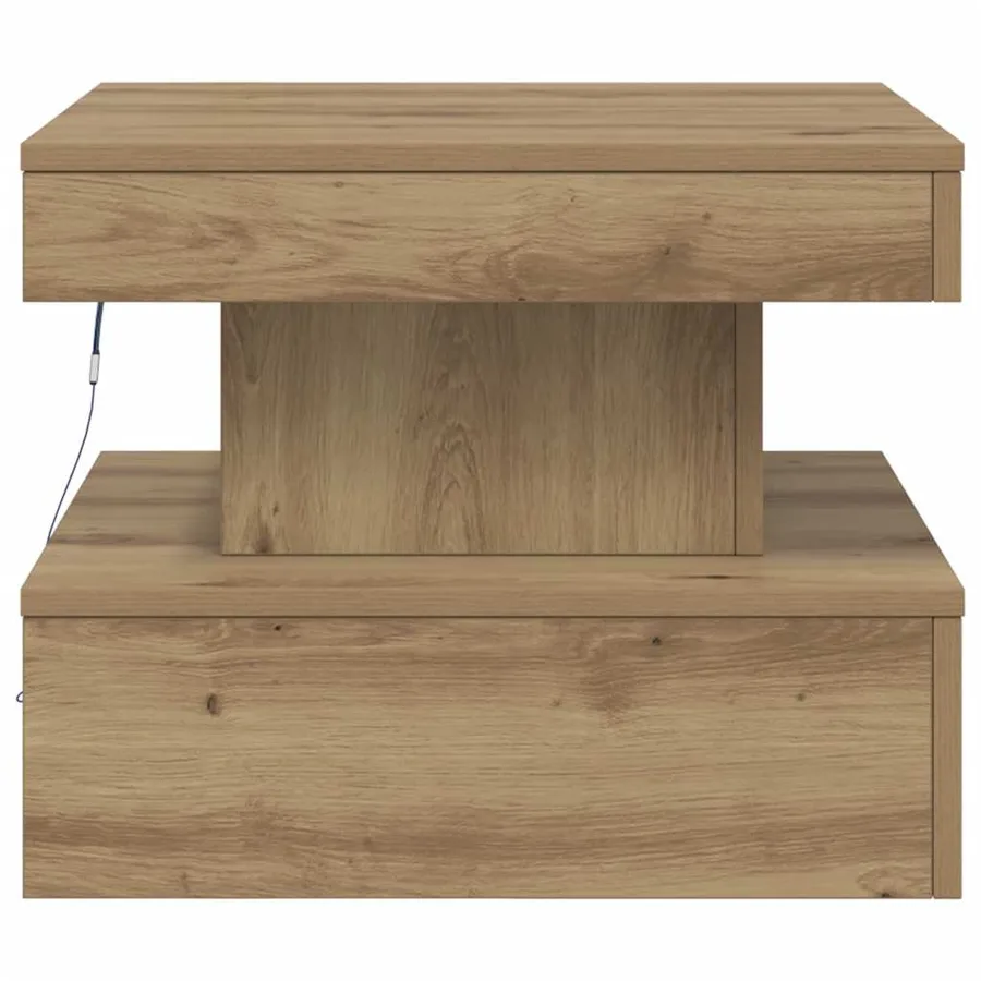 Table basse avec lumières LED chêne artisanal 50x50x40 cm - 7