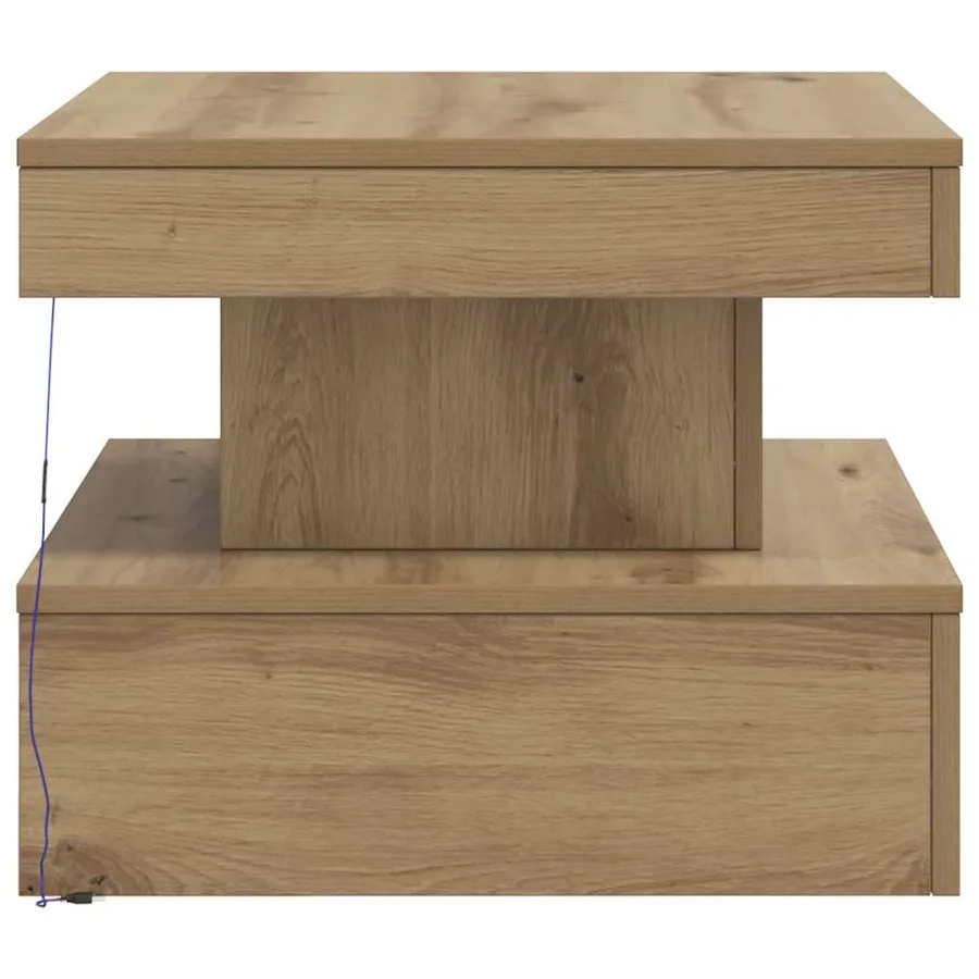 Table basse avec lumières LED chêne artisanal 50x50x40 cm - 8