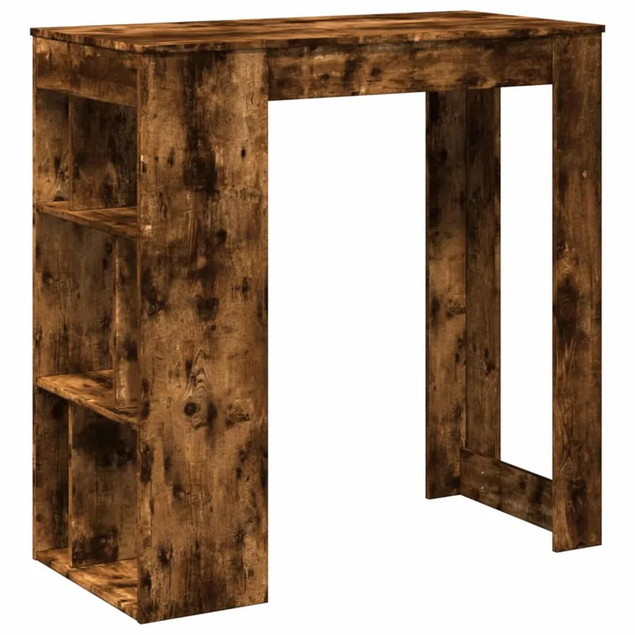 Table de bar avec étagères chêne fumé bois d'ingénierie - 2