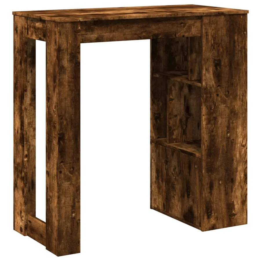 Table de bar avec étagères chêne fumé bois d'ingénierie - 6