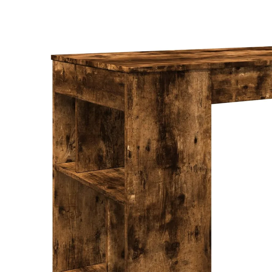 Table de bar avec étagères chêne fumé bois d'ingénierie - 7