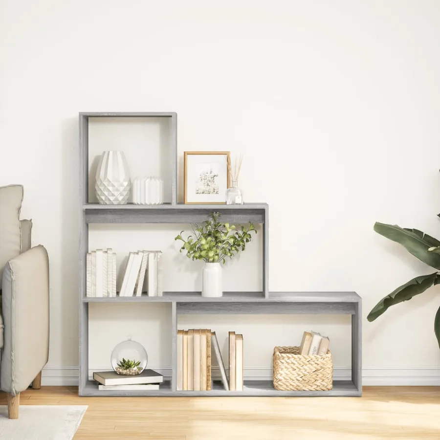 Étagère séparatrice de pièce 3niveaux sonoma gris 123x29x123 cm - 3