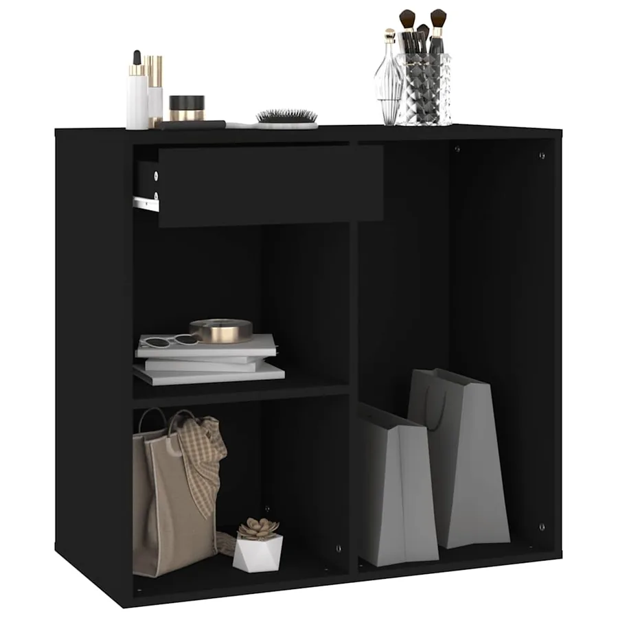 Armoire à cosmétiques noir 80x40x75 cm bois d'ingénierie - 7