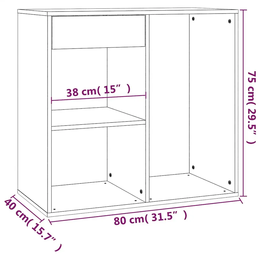 Armoire à cosmétiques noir 80x40x75 cm bois d'ingénierie - 8