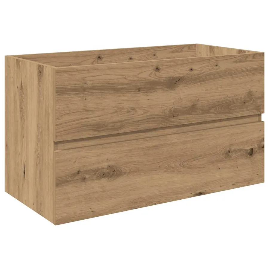 Meuble lavabo avec bassin et robinet intégrés chêne artisanal - 3