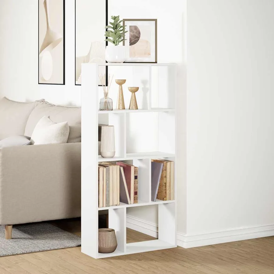 Bibliothèque Blanc 60x20x120,5 cm Bois d'ingénierie - 4