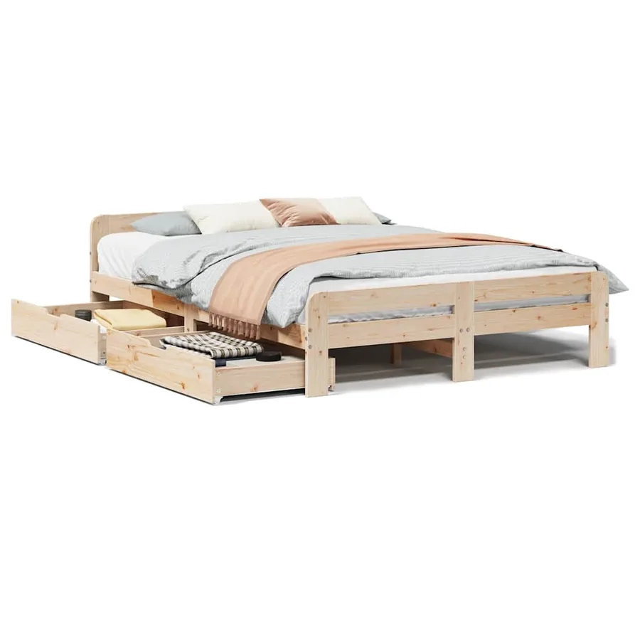 Cadre de lit sans matelas 150x200 cm bois de pin massif - 2