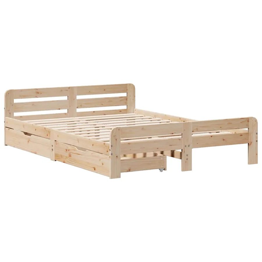 Cadre de lit sans matelas 150x200 cm bois de pin massif - 3