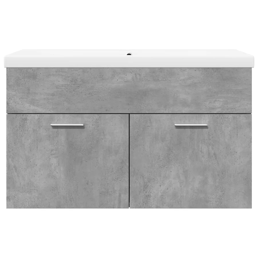 Armoire lavabo de salle de bain avec bassin intégré gris béton - 4