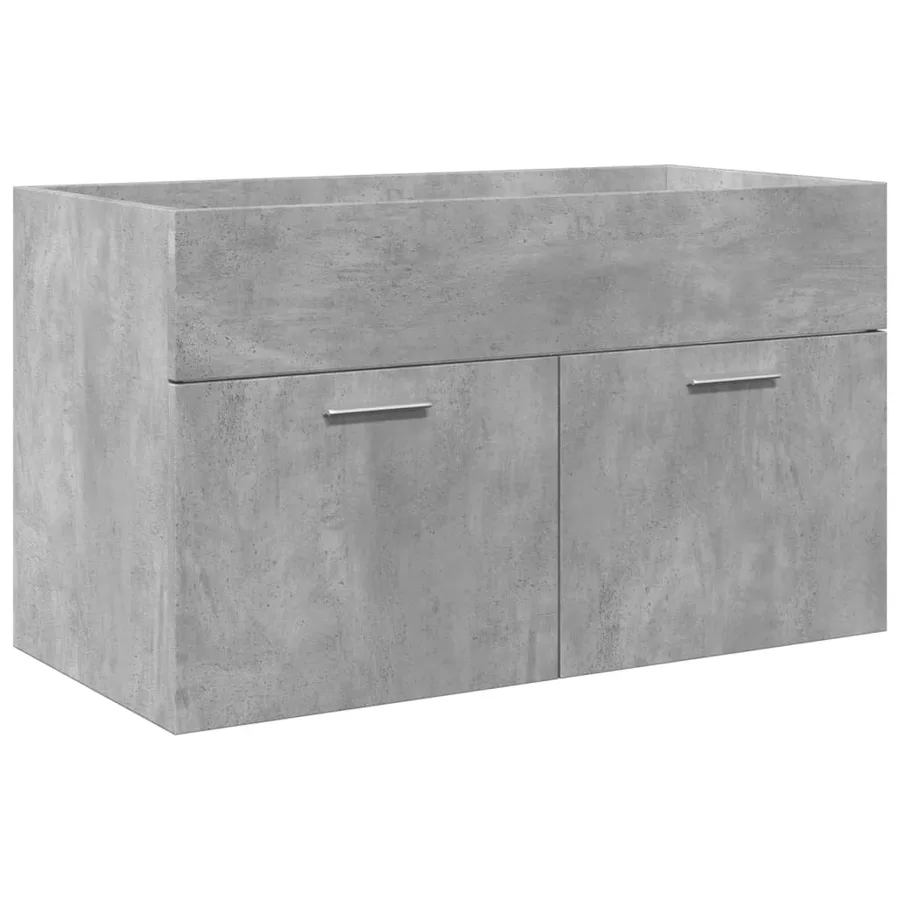 Armoire lavabo de salle de bain avec bassin intégré gris béton - 6