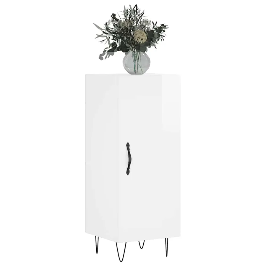 Buffet Blanc brillant 34,5x34x90 cm Bois d'ingénierie - 3