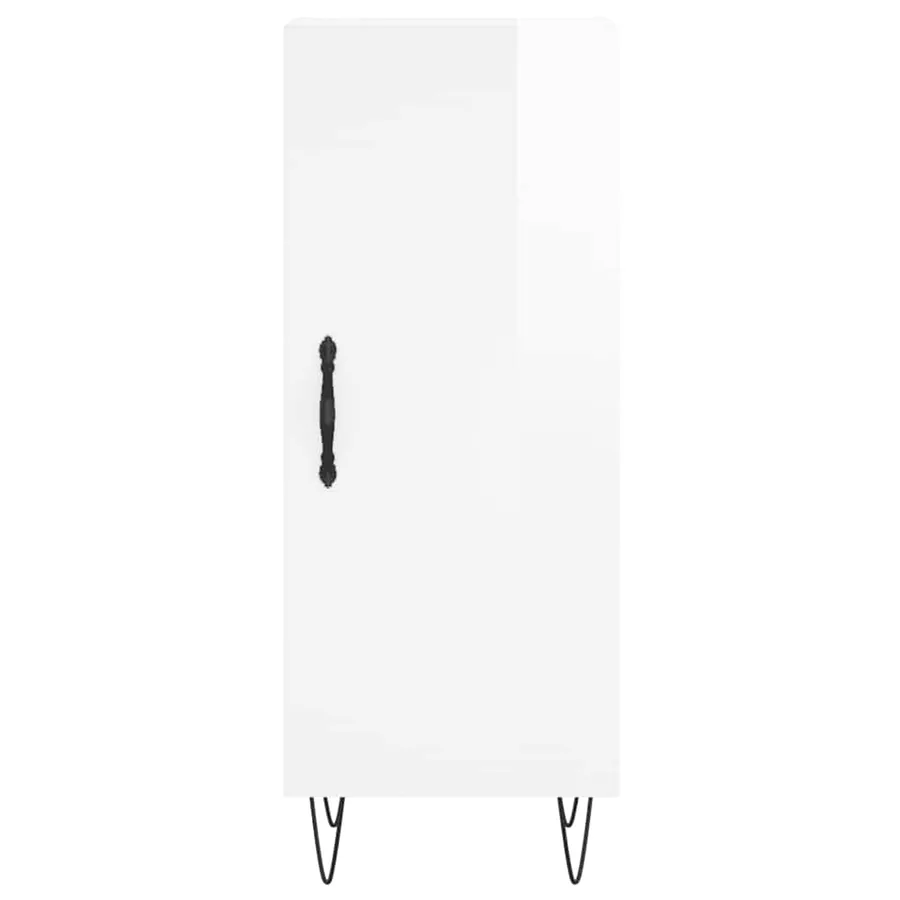 Buffet Blanc brillant 34,5x34x90 cm Bois d'ingénierie - 5