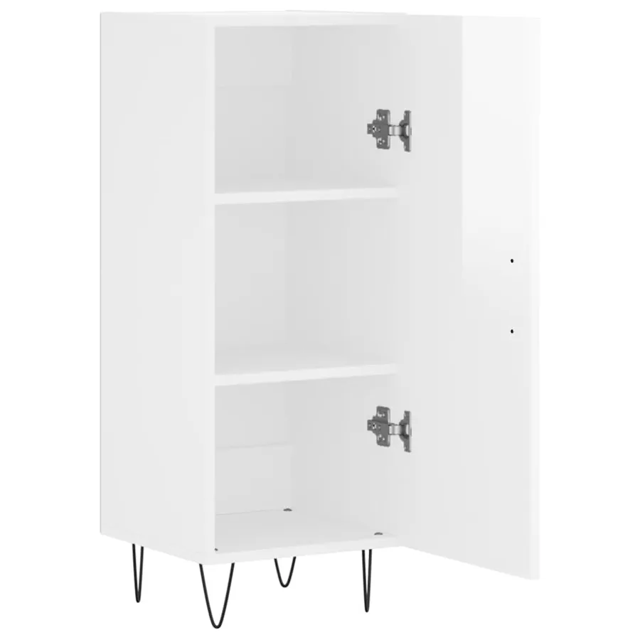 Buffet Blanc brillant 34,5x34x90 cm Bois d'ingénierie - 6