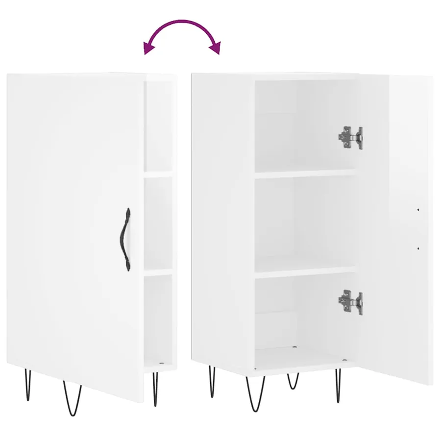 Buffet Blanc brillant 34,5x34x90 cm Bois d'ingénierie - 9