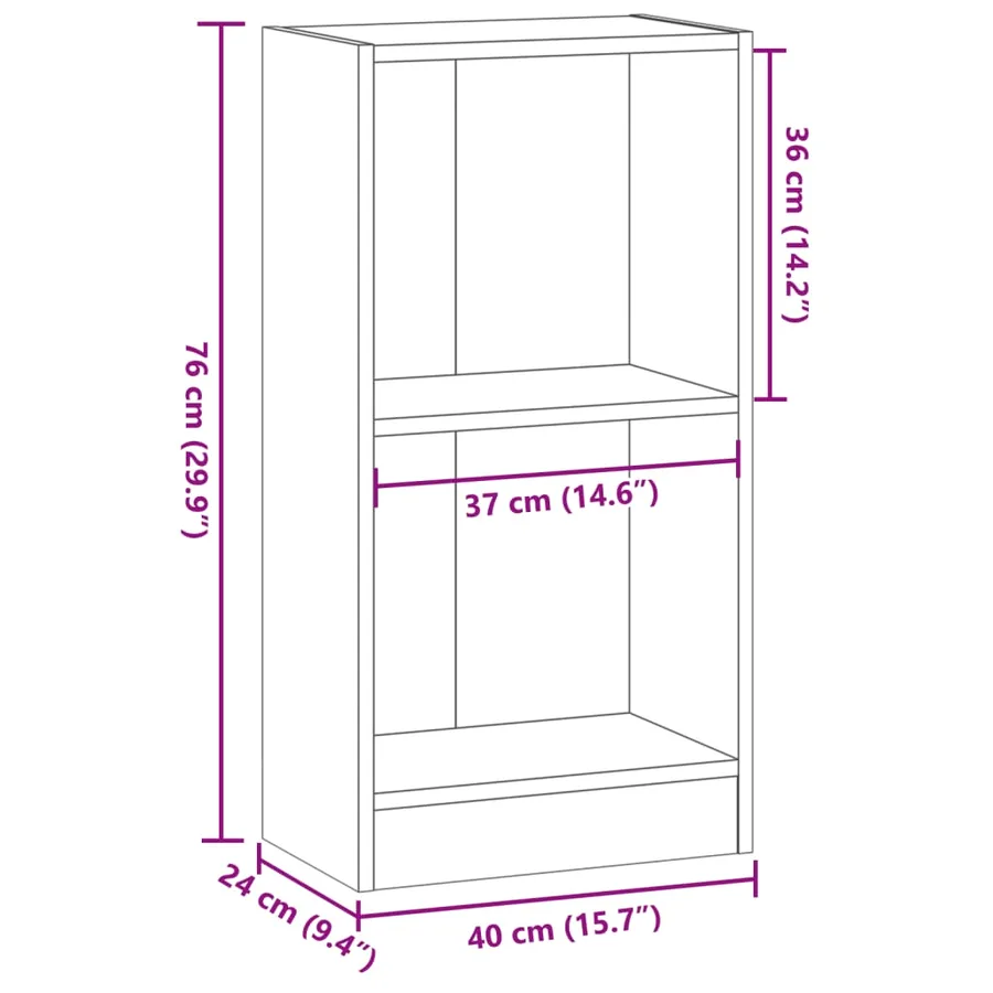 Bibliothèque vieux bois 40x24x76 cm bois d'ingénierie - 9