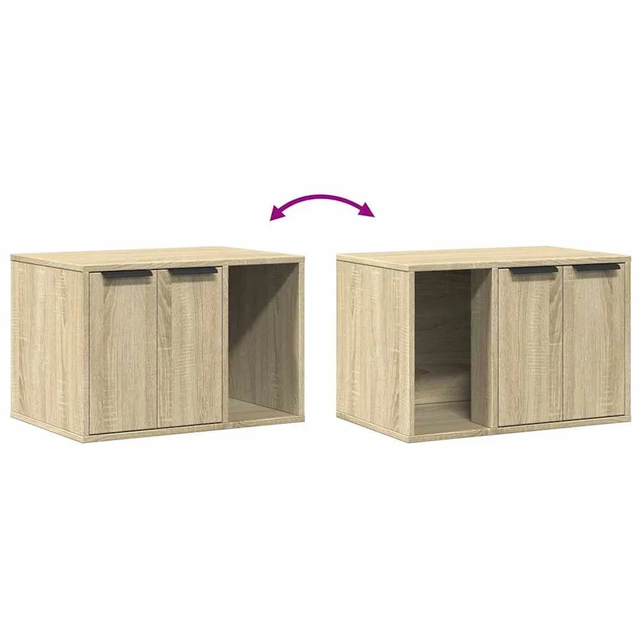 Meuble de bac à litière pour chat chêne sonoma bois ingénierie - 8
