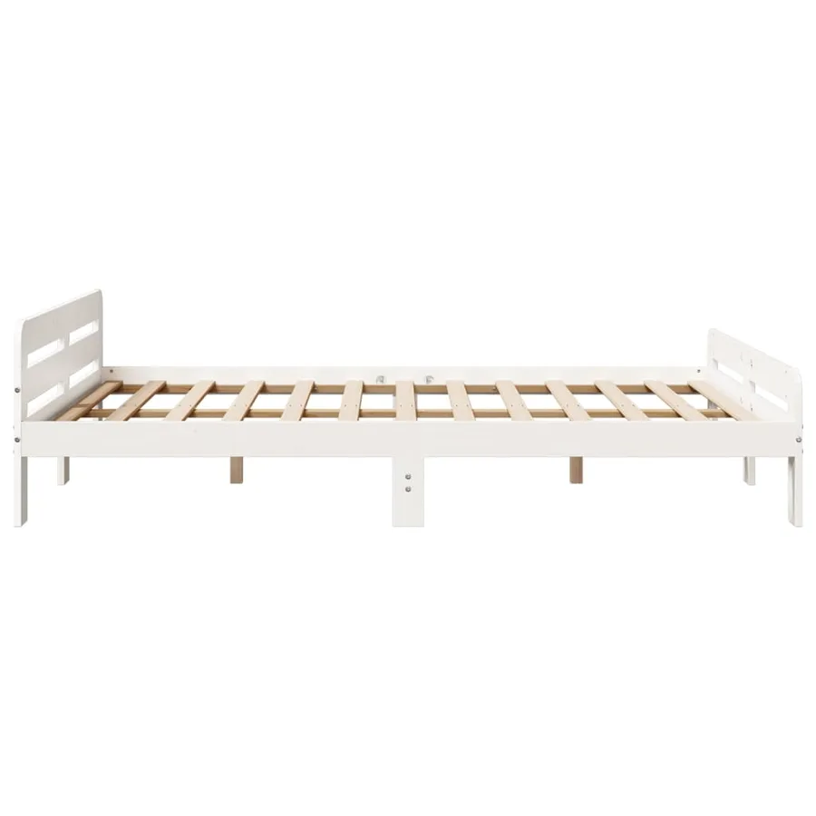 Cadre de lit sans matelas blanc 140x200 cm bois de pin massif - 5