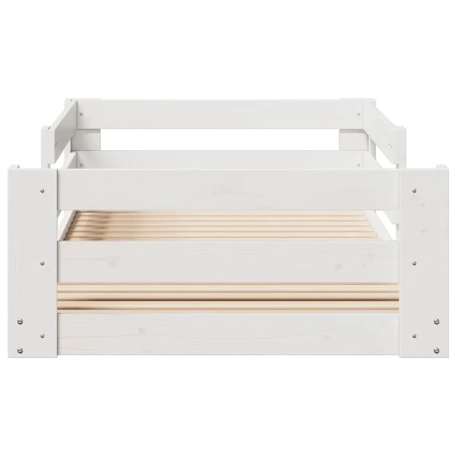 Cadre de lit sans matelas blanc 80x160 cm bois massif de pin - 4