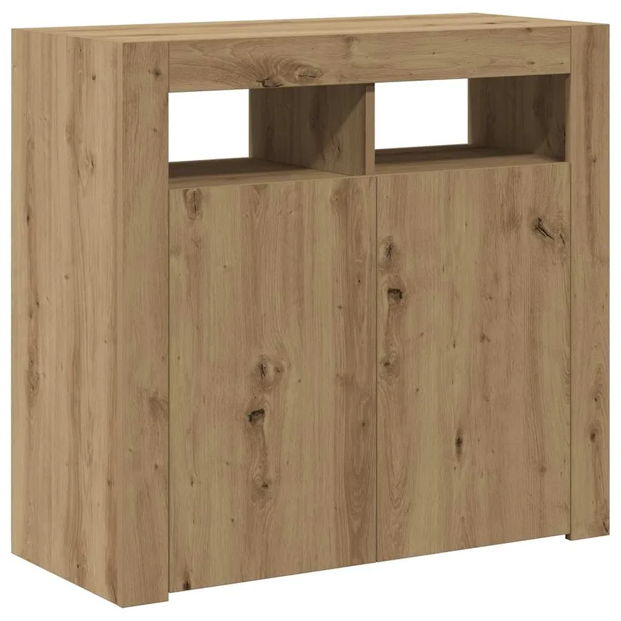 Buffet avec lumières LED chêne artisanal bois d'ingénierie - 10