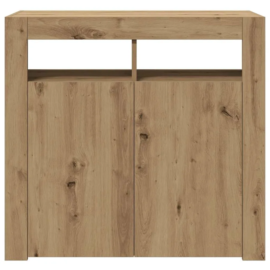 Buffet avec lumières LED chêne artisanal bois d'ingénierie - 6