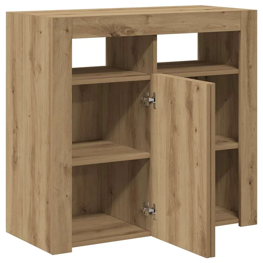Buffet avec lumières LED chêne artisanal bois d'ingénierie - 7