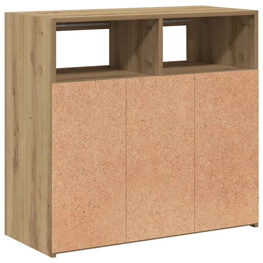 Buffet avec lumières LED chêne artisanal bois d'ingénierie - 9