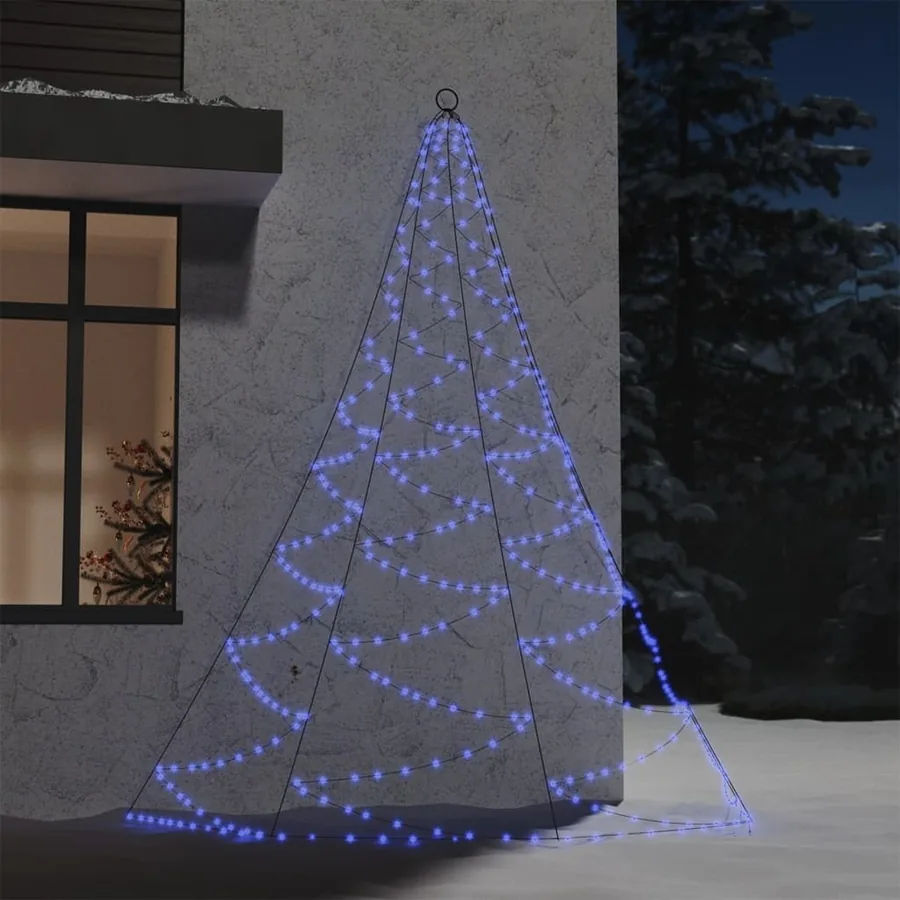 Arbre mural avec crochet métallique 260 LED bleu 3 m Int/Ext