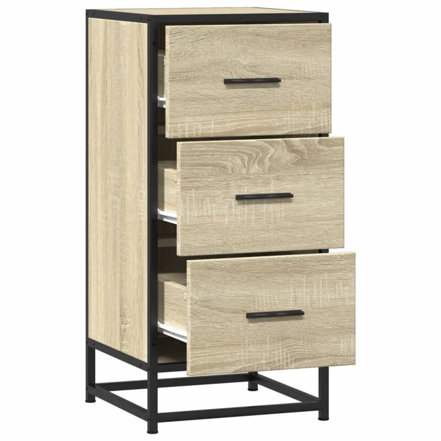 Buffet chêne sonoma 35,5x35x76 cm bois d'ingénierie et métal - 7