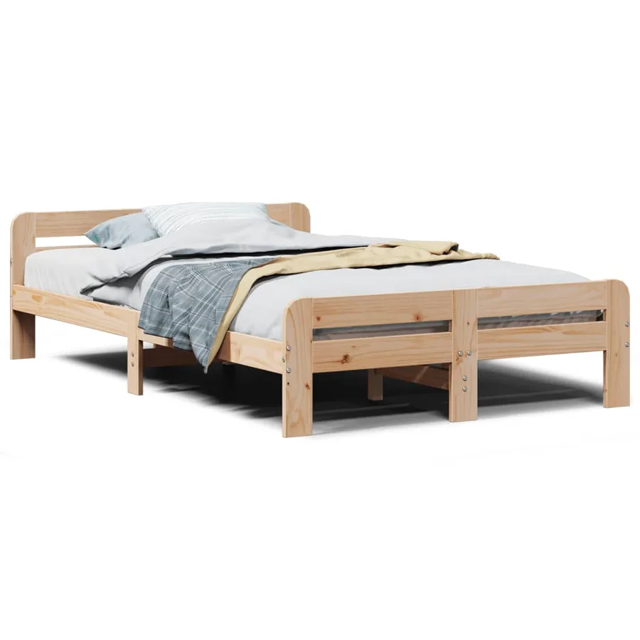 Cadre de lit sans matelas 120x190 cm bois de pin massif - 2