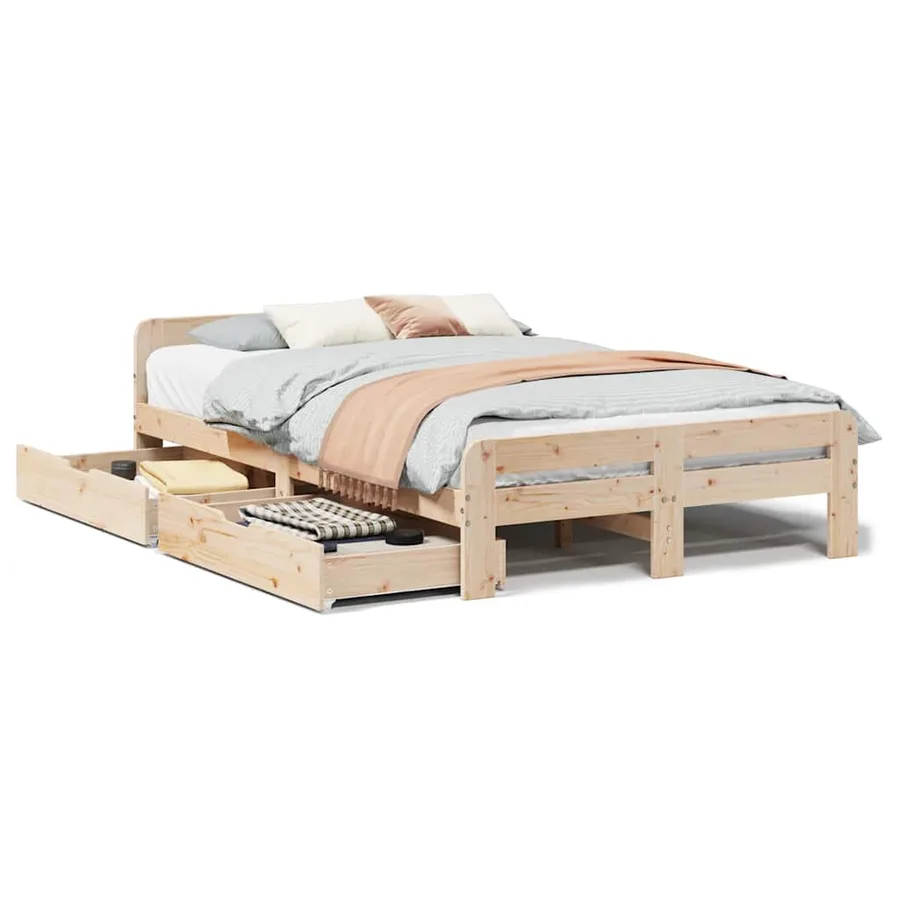 Cadre de lit sans matelas 120x190 cm bois de pin massif - 2