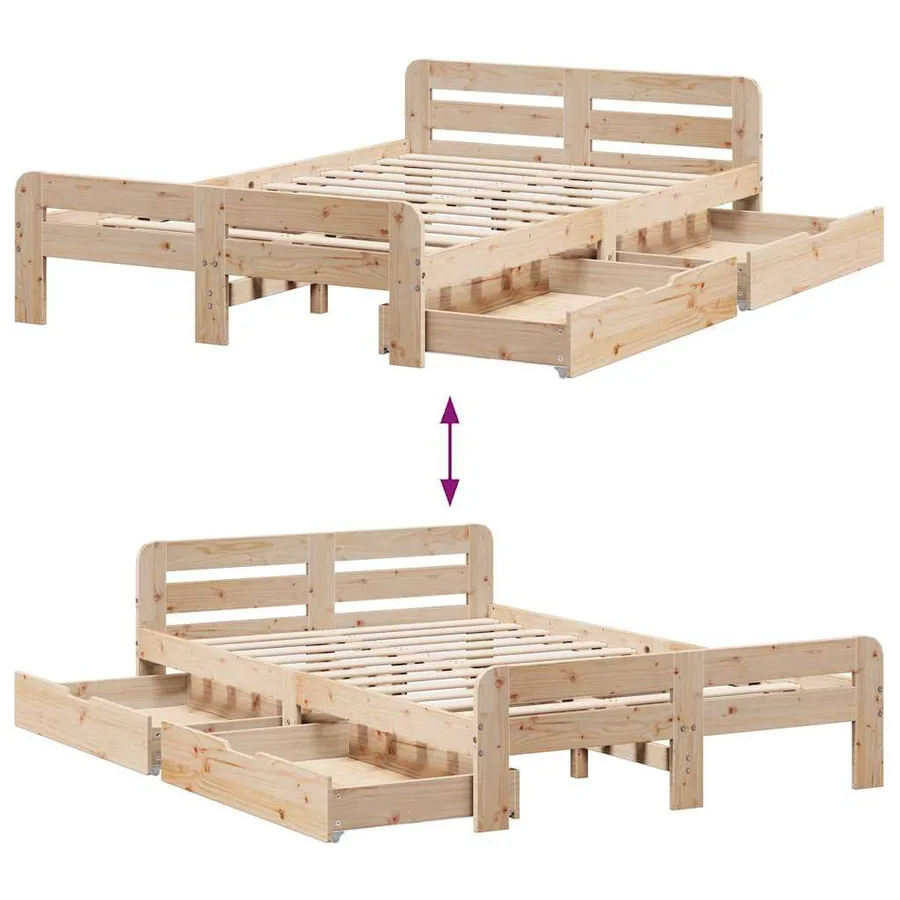 Cadre de lit sans matelas 120x190 cm bois de pin massif - 9