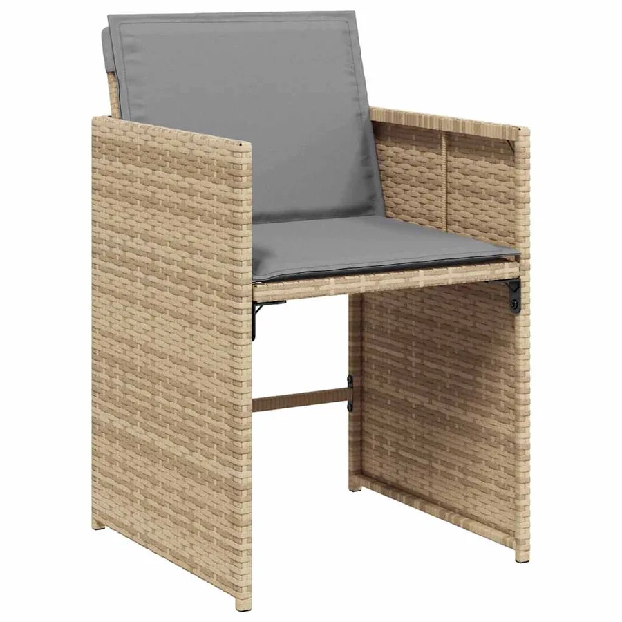 Ensemble à manger de jardin et coussins 9 pcs mélange beige - 4