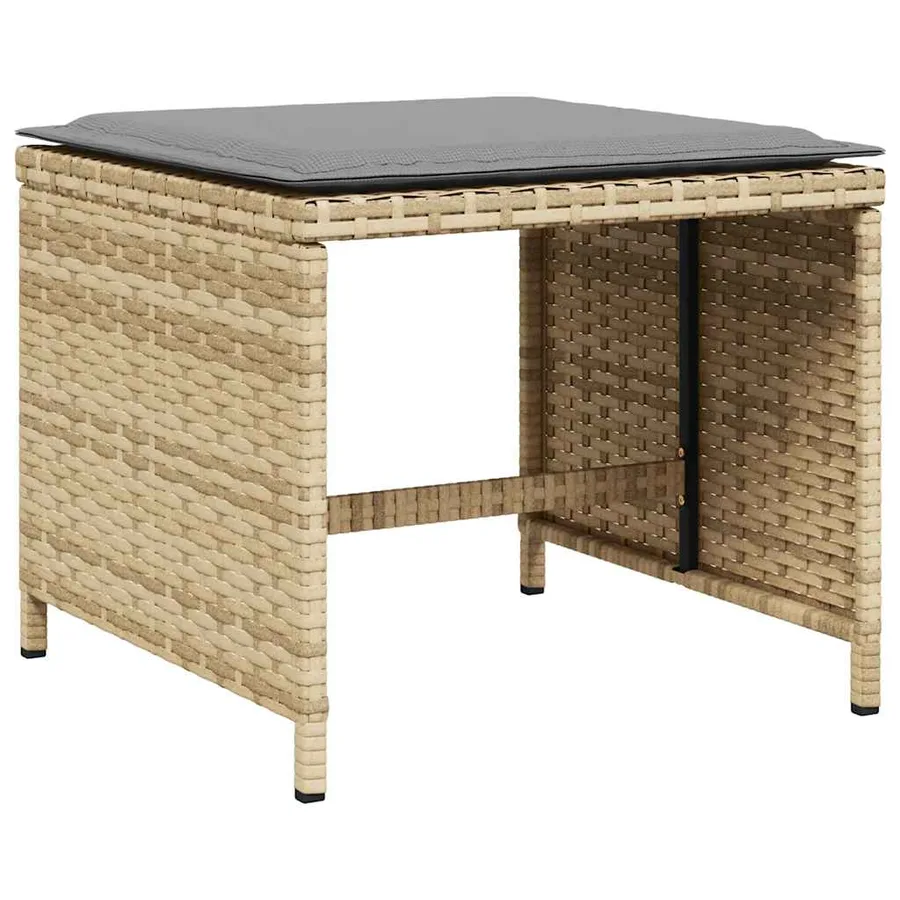 Ensemble à manger de jardin et coussins 11 pcs mélange beige - 6