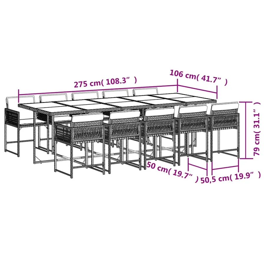 Ensemble à manger de jardin et coussins 11 pcs mélange beige - 6